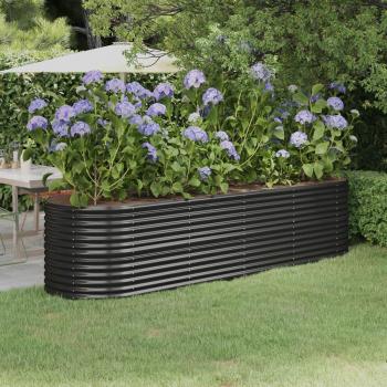 vidaXL Garden Raised Bed Powder-Coated Steel 296x80x68 cm Anthracite