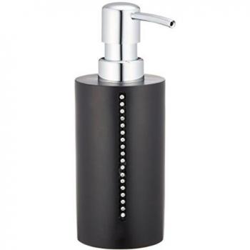 WENKO Vaso de dientes Diamond negro - con diamante de imitación, Poliresina, 7.3 x 10 x 7.3 cm, Negro