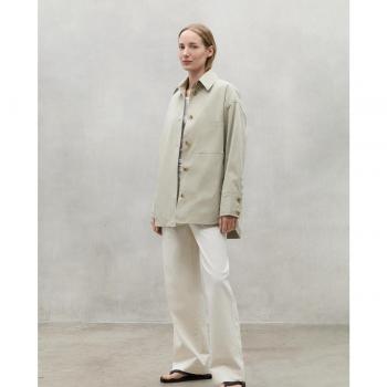 Sobrecamisa Dagi beige ECOALF - Chaqueta sostenible de mujer con cierre de botones y logo en la manga