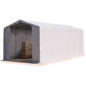 Carpa industrial TOOLPORT 6x12 m con altura lateral de 4m, lona PVC 850 N, 100% impermeable, color gris