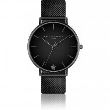 Amelia Parker Women's Jet Black Mesh Watch - Matte Black - 38 mm