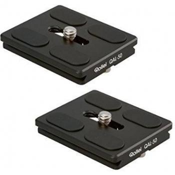 Rollei QAL-50 I Placa de liberación rápida para cámara profesional I Adecuado para todas las cámaras con rosca de 1/4 de trípode y compatible con Arca Swiss I Paquete de 2