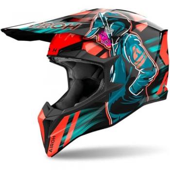 Airoh Wraaap Cyber Casco de motocross Multicolor Azul Naranja XS