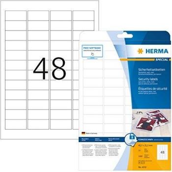 Herma 4232 - Pack de 1200 etiquetas, 45.7 x 21.2 mm, color blanco