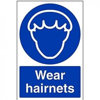 vsafety 44021 au-s obligatorio Catering señal, autoadhesivos, desgaste redes para el cabello, vertical, 200 mm x 300 mm), color azul