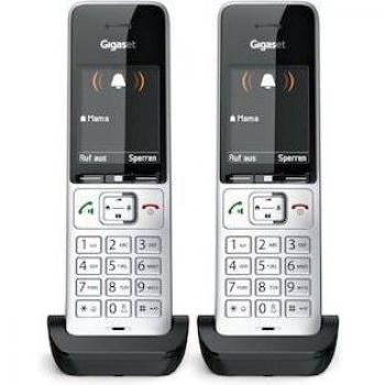 Gigaset COMFORT 500HX Duo Teléfono DECT/analógico con Identificador de llamadas en Negro y Plata