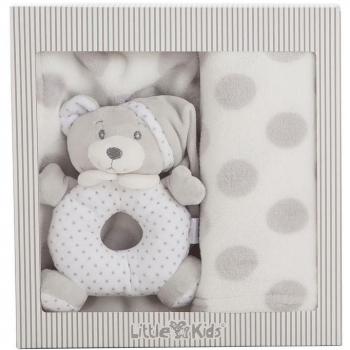 Set de Regalo Manta Gris y Sonajero 16 cm - Creaciones Llopis 25487