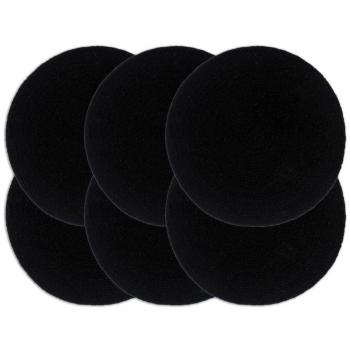 Manteles individuales redondos de algodón negro liso, 6 unidades, 38 cm