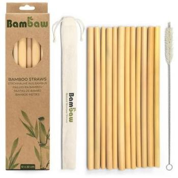 Bambaw Reusable Bamboo Drinking Straws - 22 cm, Pack of 12, Eco-Friendly and Biodegradable