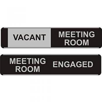 Seco Vacant Meeting Room/Meeting Room Engaged Sliding Sign, 255mm x 52mm - Aluminum/PVC