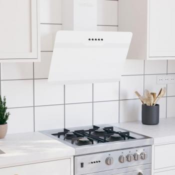 Campana Extractora de Pared 60cm Acero Inoxidable y Cristal Templado Blanco