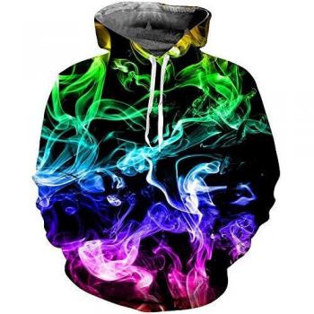 Goodstoworld Sudadera con Capucha 3D de Humo de Colores Sudadera con Capucha para Hombre Sudadera con Capucha para Mujer Sudadera con Capucha Forro Polar de Felpa Hombre Adulto Señoras M