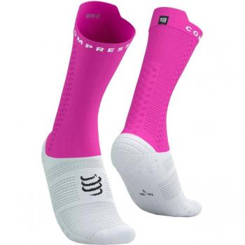 Calcetines de ciclismo Compressport Pro Racing v4.0 Bike Blanco/Rosa Talla 1