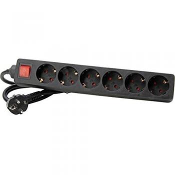 Multipresa Kopp 6 tomas con interruptor iluminado, negro, 1.40 m