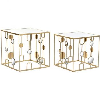 Juego de 2 Mesitas DKD Home Decor Dorado 50 x 50 x 50 cm