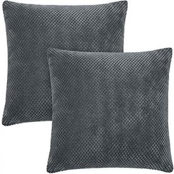 Amazon Brand - Umi Juego de 2 Funda Cojín 65x65cm, Fundas de Almohada para Salon Sofá Habitación Suave de Pana, Gris Oscuro