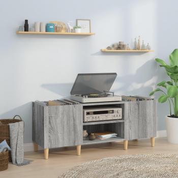 Soporte para móvil y mueble para discos Sonoma gris 121x38x48cm madera multicapa y contrachapada