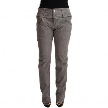 Acht Gray Cotton Straight Fit High Waist Pants - W34