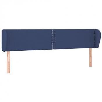 Cabecero de oreja azul tapizado 183x23x78/88 cm