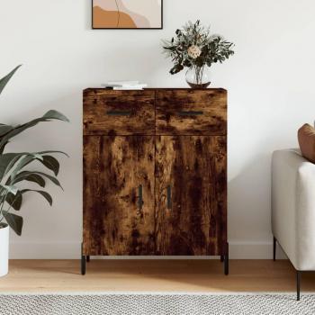 Aparador de madera de ingeniería 69,5x34x90 cm en color roble ahumado, mueble de almacenaje para salón, buffet y armario auxiliar