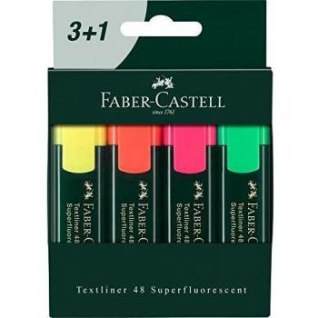 Rotuladores Fluorescentes Faber Castell, Caja x 3 + 1 Gratis