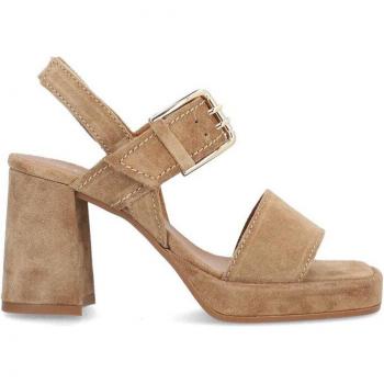 Sandalias de plataforma de mujer False modelo 25721101 Marrón, de piel con suela antideslizante y cierre de hebilla