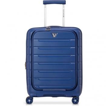 Trolley de cabina rígido expandible Roncato B-Flying 55cm con puerto USB y capacidad hasta 47L, color azul noche