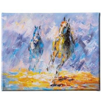 Impresión sobre Lienzo de Caballos Multicolor, Poliéster y Madera, 70x3x45 cm