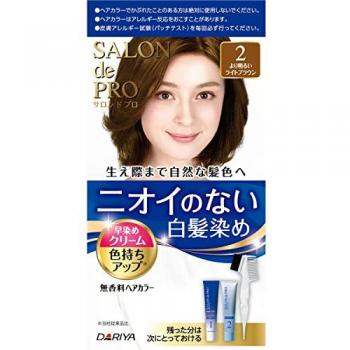 Dariya Fragrance-Free Quick Dye Hair Color Cream - 2 Lighter Light Brown, 80g (For Gray Hair)
