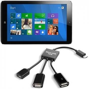 kwmobile Adaptador Micro USB 3en1 OTG HUb para Lenovo IdeaPad Miix 2 8 - Distribuidor micro USB en negro
