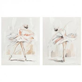 Cuadro DKD Home Decor 80 x 3,7 x 100 cm Bailarina Ballet Romántico (2 Unidades)