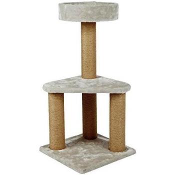 Poste Rascador Ivan, 82 cm, Gris Claro, Árbol Rascador de Madera para Gatos con Sisal