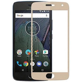 Todotumovil Protector de Pantalla Motorola G5 Plus Dorado Completo 3D Cristal Templado Vidrio Curvo para movil