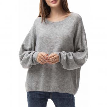 Jersey Mujer Invierno Sueter Mujer 2019 Jersey Elegante Blanco Azul Rayas Jerseys Punto Gris Suelta y Cómoda