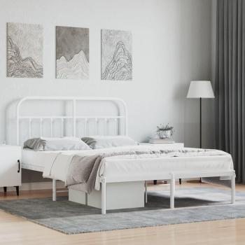 Cama de metal con cabecero blanco 140x190 cm