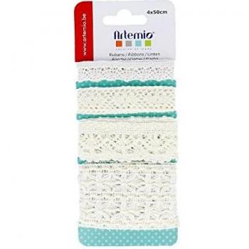 Juego de 4 Cintas de Encaje Blancas Artemio 50 cm