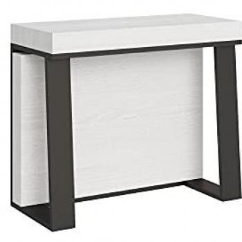 Consola extensible Asia 90x40/288 cm Fresno Blanco con estructura Antracita