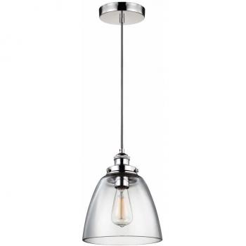 Lámpara colgante de techo Baskin, níquel pulido, cristal transparente, E27 - 22.8 cm