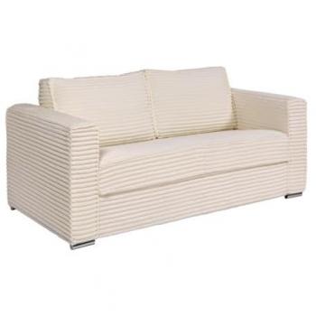 Sofá cama de 3 plazas de apertura rápida en pana beige con colchón de 14 cm - Cama de 140 cm Loreto