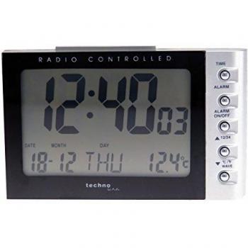 Technoline WT 188SCHWARZ - Despertador, Radio-controlado, 115 x 75 x 73 mm, Color Plata y Negro