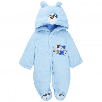 Minetom Bebé Recién Nacido Grueso Terciopelo Coral Mameluco Invierno Ropa Una Pieza Pelele Pijamas Niños Niñas Monos Caricatura Trajes Azul 0-2 Meses
