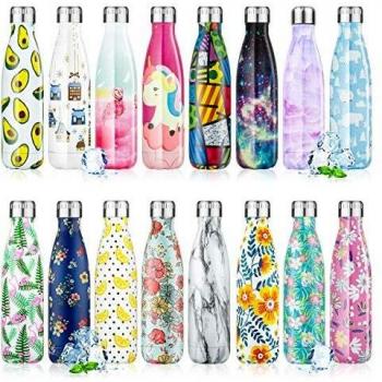 Botella de Agua Acero Inoxidable 350/500/750ml, Cantimplora Termo con Doble Aislamiento para 12 Horas de Bebida Caliente y 24 Horas de Bebida Fría, Sin bpa Botella Reutilizable para Niños Deporte
