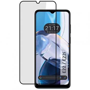 Protector de Cristal Templado Completo 5D Full Glue Negro para Motorola Moto E22 / E22i