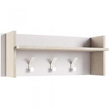 Panel para colgar ropa con estante grande y 3 ganchos de roble blanco