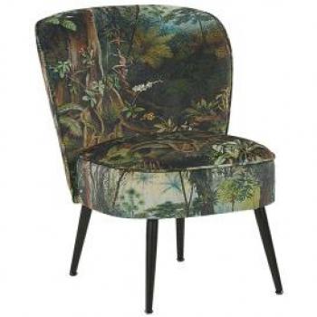 Sillón decorativo acolchado sin brazos estampado de colores gris claro con patas de madera Voss - Beliani