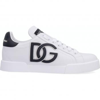 Dolce & Gabbana Women's Leather Low-Top Portofino Sneakers in White | Size 37 | CK1545AC330