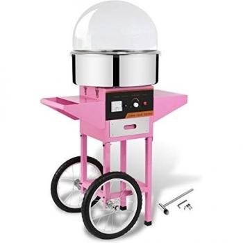 vidaXL Máquina profesional de hacer algodón azúcar con cubierta y carrito