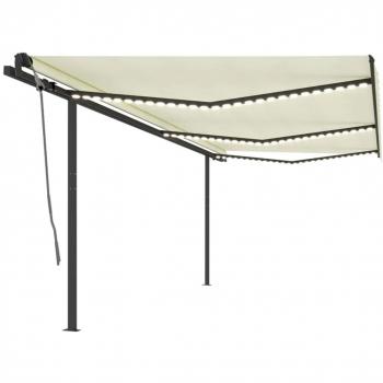 Toldo automático con sensor de viento y LED 6x3,5 m crema