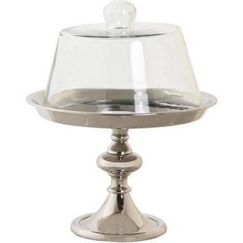 Centro de Mesa Plateado con Diseño Elegante de Aluminio y Cristal de 19 x 19 x 22 cm
