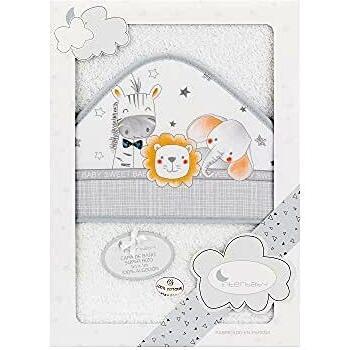 Interbaby 01229-18 - Capa de baño ANIMALITOS Blanco y Gris, Unisex